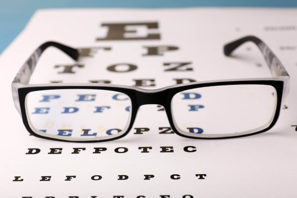 Eye exam chart with Glasses